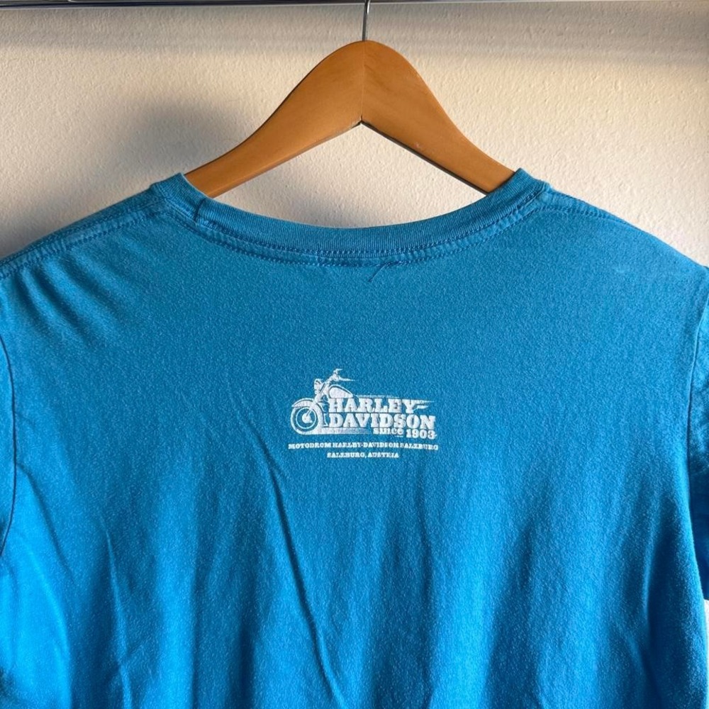 Harley Davidson Motodrom Salzburg Austria since 1903 baby tee teal blue winged b - Picture 5 of 5